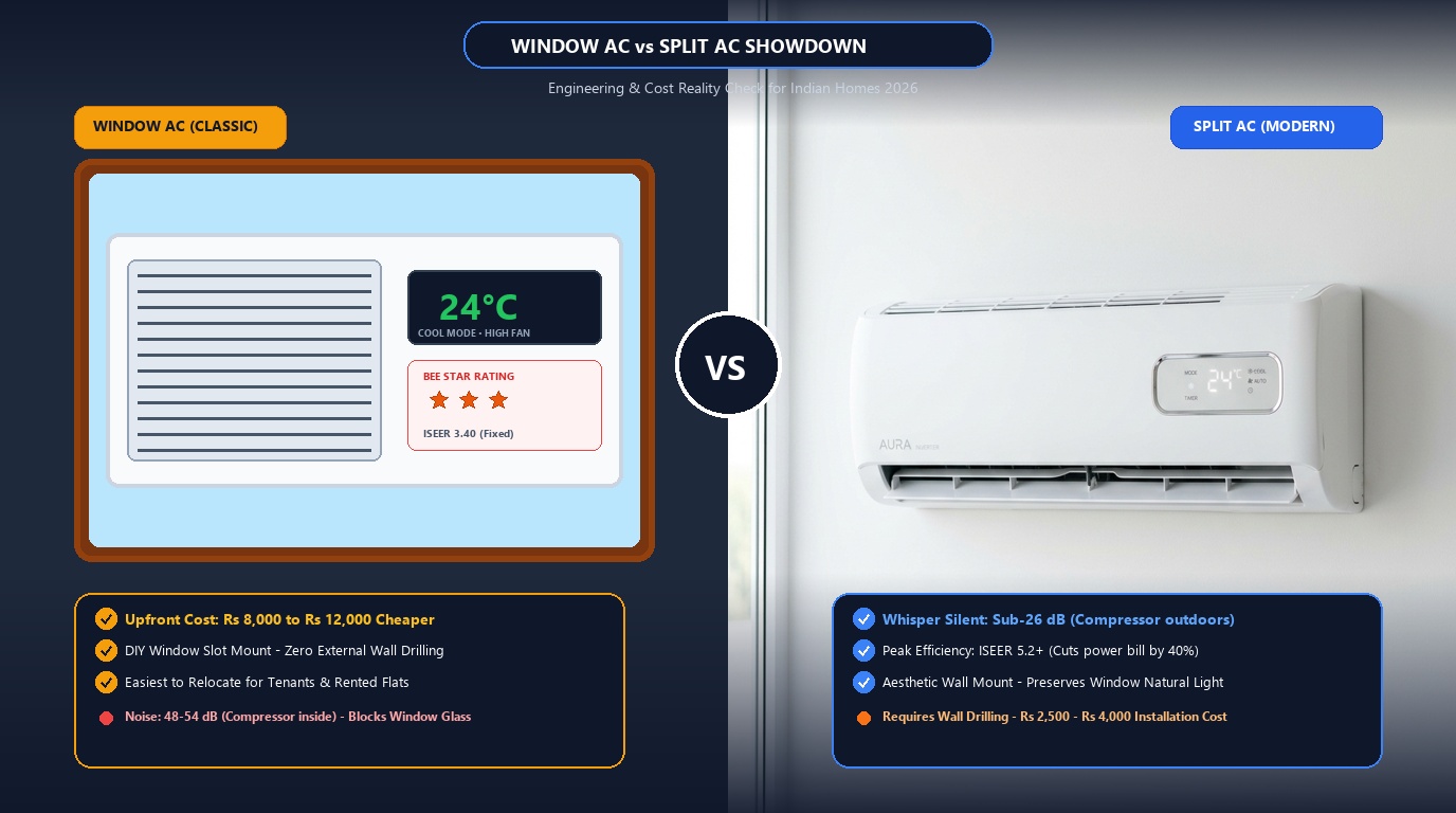 Window AC vs Split AC India Comparison - Installation and Efficiency